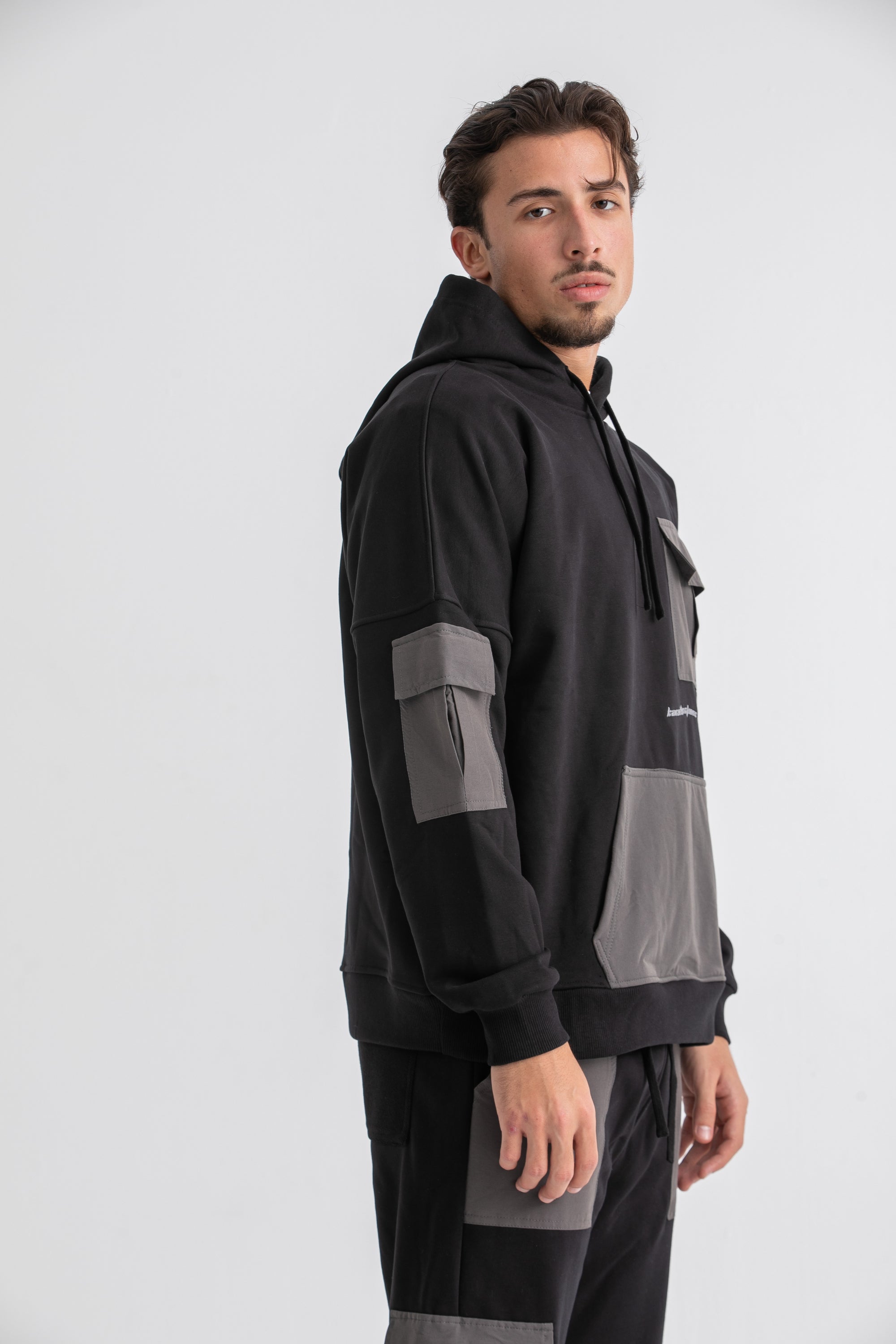 Black & Grey Cargo Hoodie