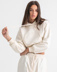 Ivory Cropped Hoodie