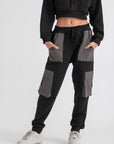 Unisex Black & Grey Cargo Sweatpants