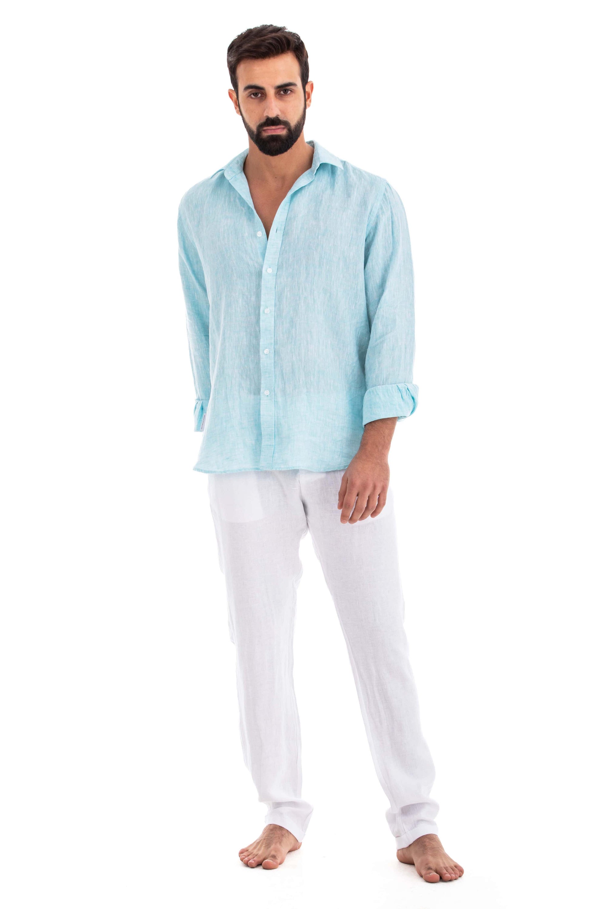 Men`s White Linen Pants