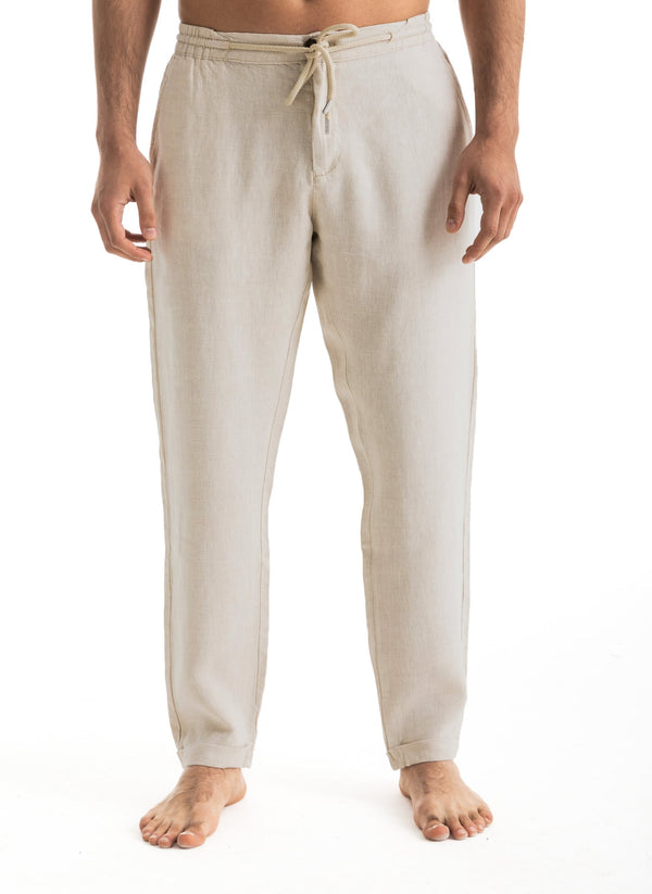 Men's Beige Linen Pants