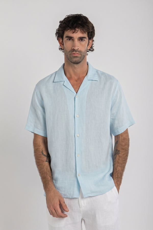 Sky Blue Cuban Linen Shirt