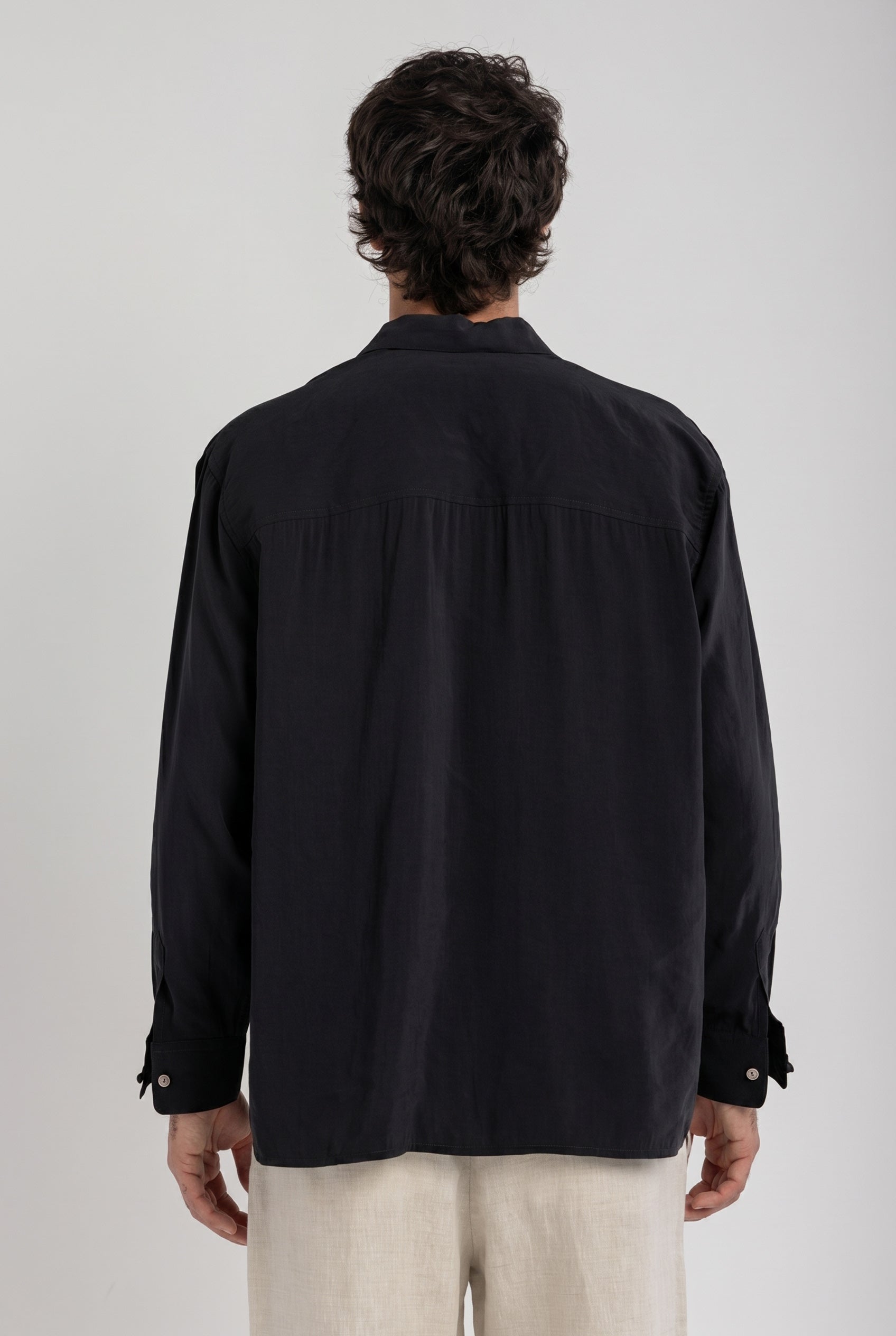 Black Tencel Long Sleeve Shirt