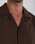 Brown Tencel Long Sleeve Shirt