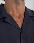 Navy Tencel Cuban Shirt