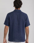 Navy Cuban Linen Shirt