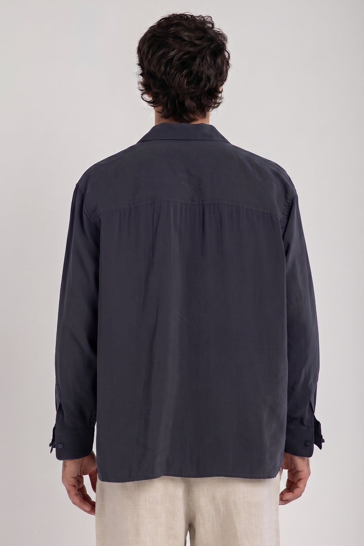 Navy Tencel Long Sleeve Shirt