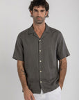 Midnight Grey Cuban Linen Shirt