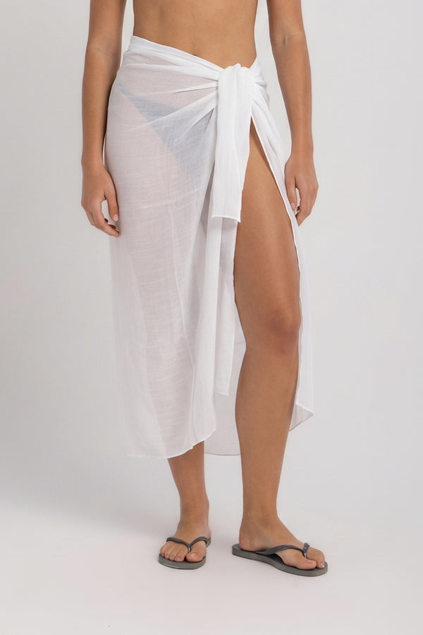 White Textured Sarong Wrap