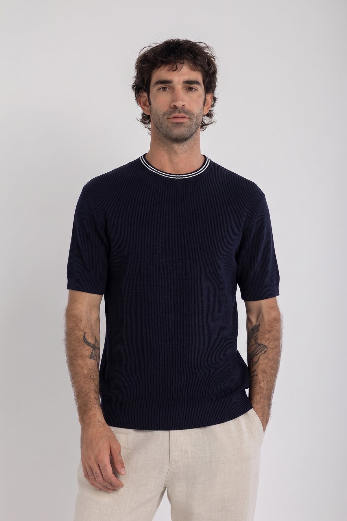 Navy Capri Knit T-Shirt