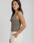 Women's Olive Knit Flower Top