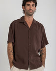 Brown Tencel Cuban Shirt