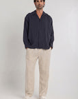 Navy Tencel Long Sleeve Shirt