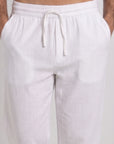 White Cotton Slub Pants