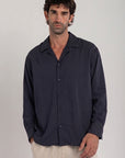 Navy Tencel Long Sleeve Shirt