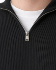 Black Knitted Quarter Zip Sweater