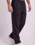 Black Cotton Slub Pants