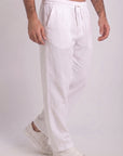 White Cotton Slub Pants