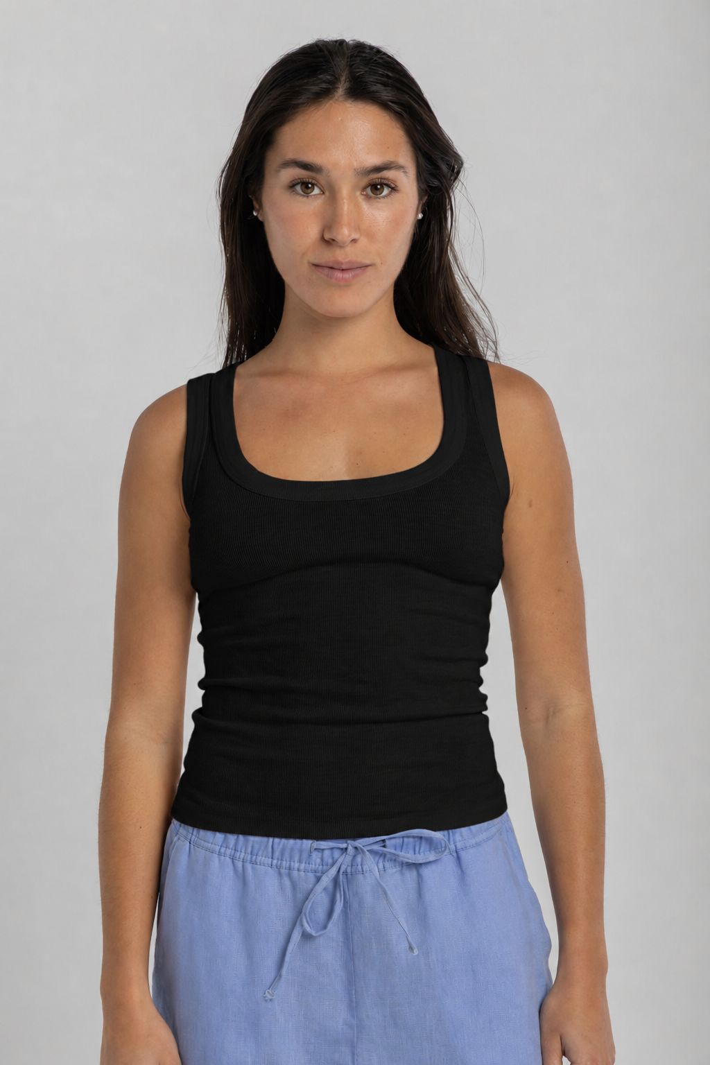 Women's Black Ribbed Tank Top