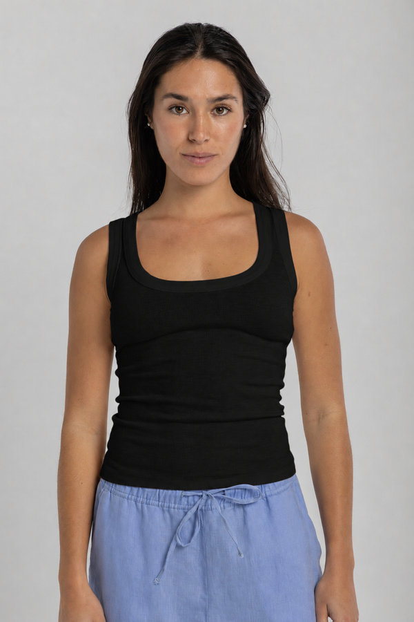 Women's Black Ribbed Tank Top