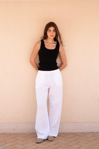 Women's White Linen Pants