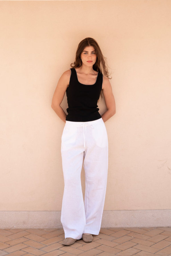 Women's White Linen Pants