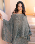 Women's Olive Crochet Poncho