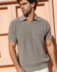 Olive Crochet Knit Polo