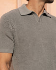 Olive Crochet Knit Polo