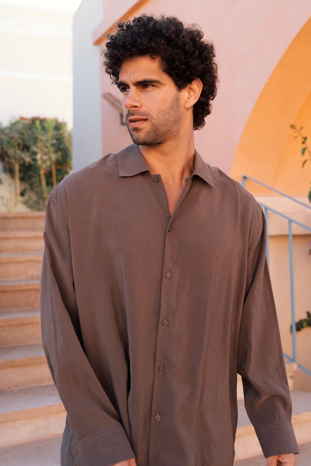 Taupe Tencel Long Sleeve Shirt