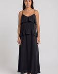 Black Ruffle Tencel Dress