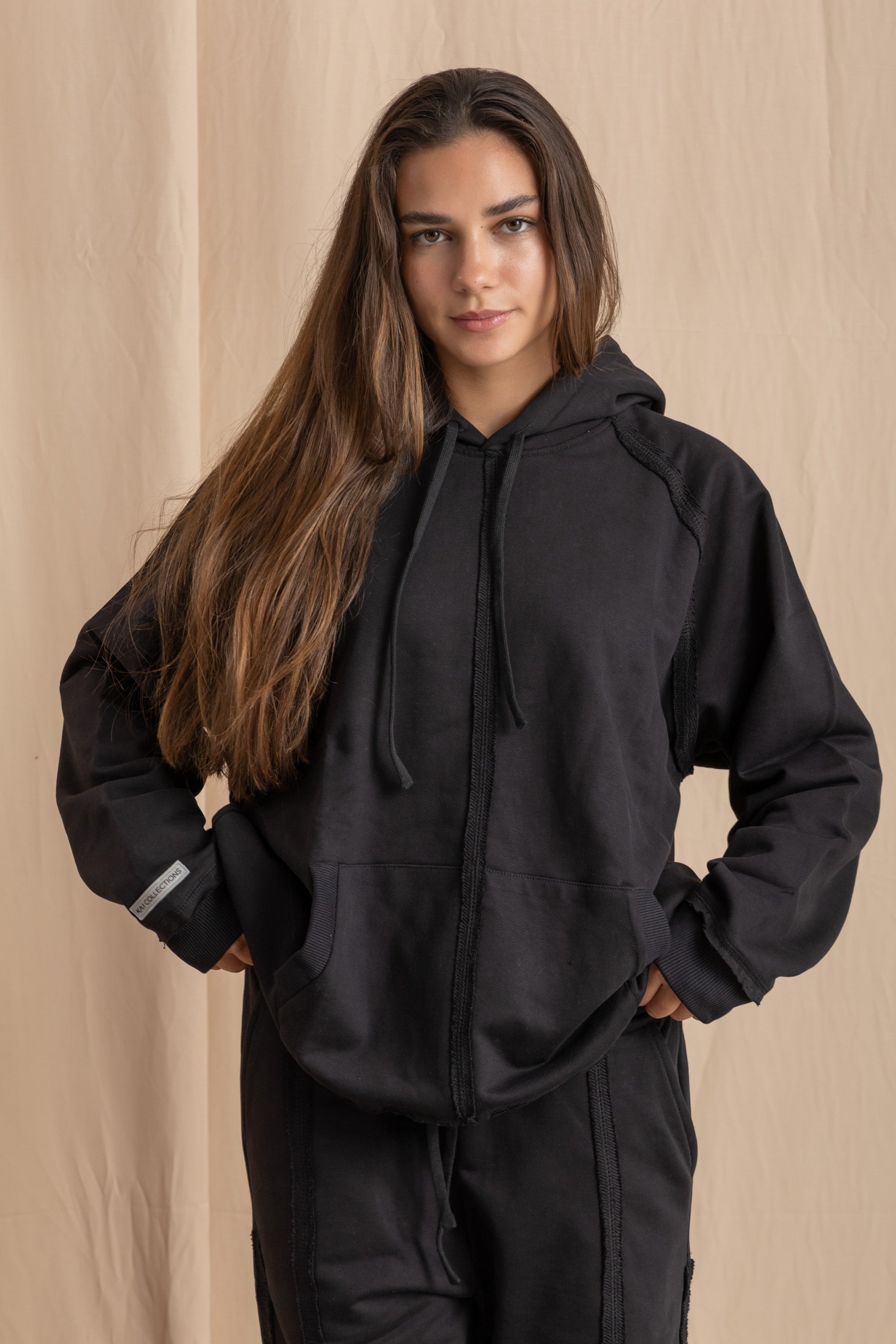 Unisex Black Distressed Hoodie