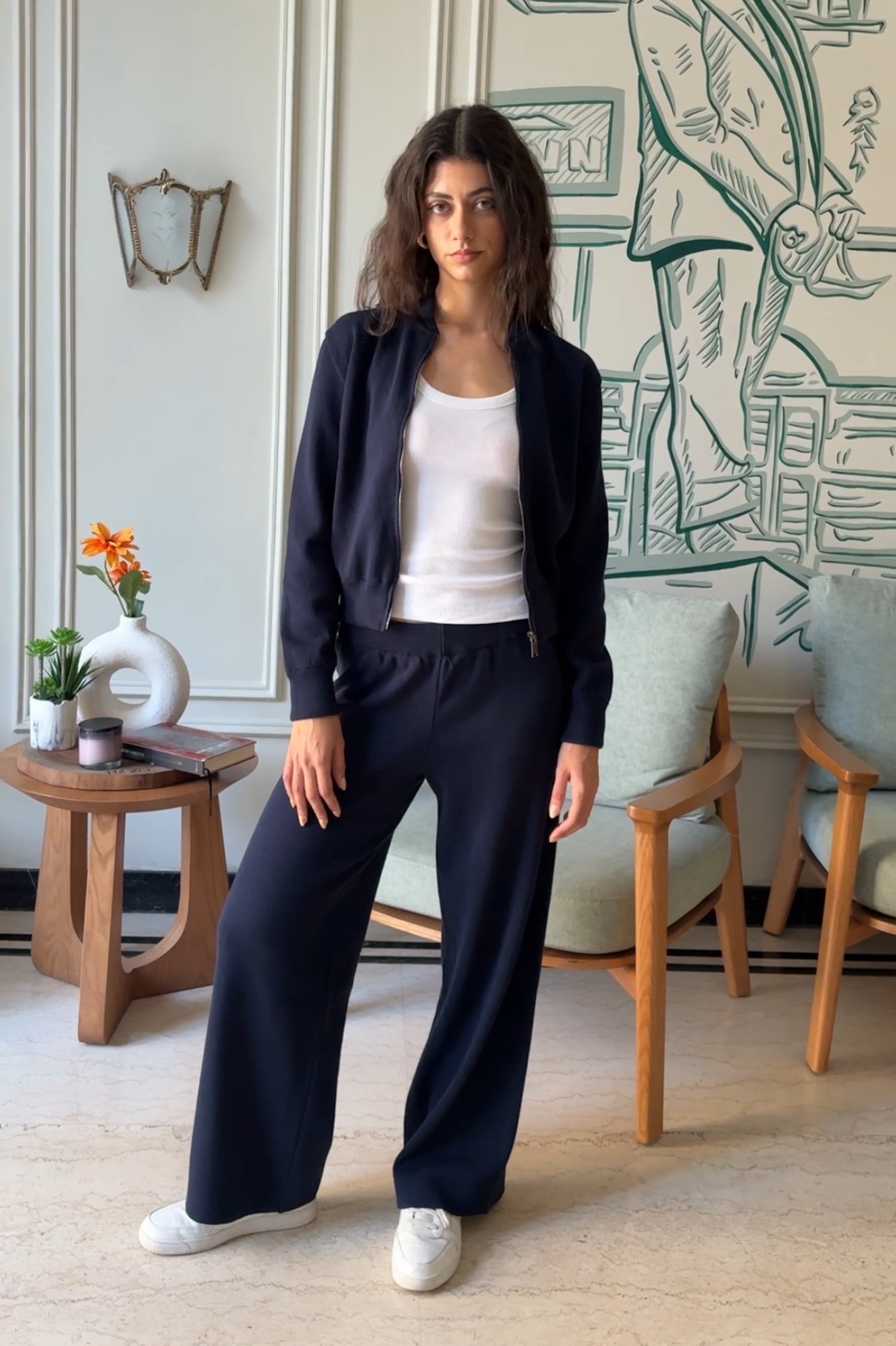 Women's Navy Knitted Set – Kai Collections