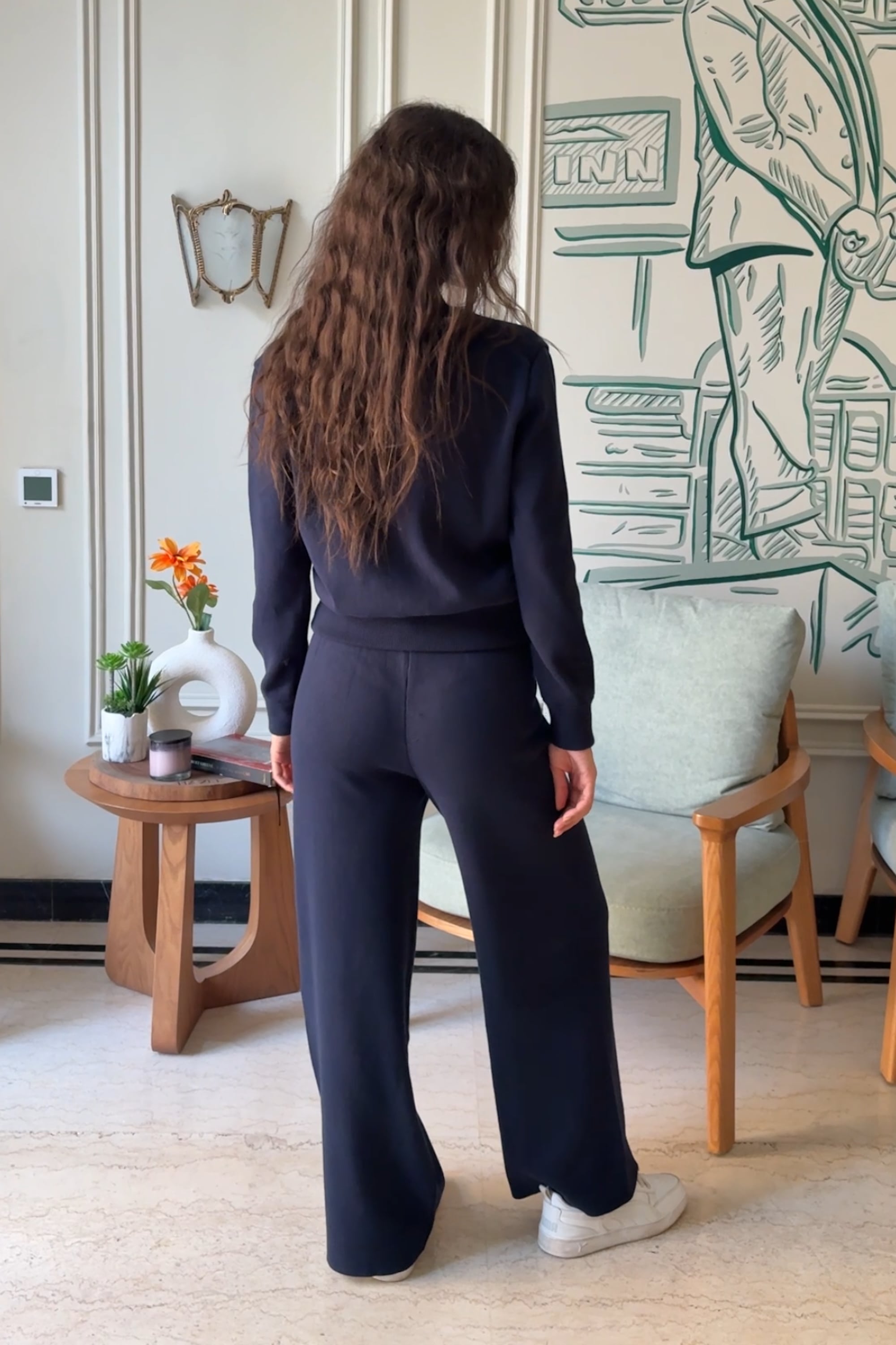 Women's Navy Knitted Set – Kai Collections