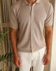 Beige Knit Button Up Shirt
