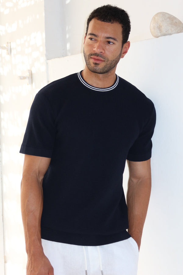 Navy Capri Knit T-Shirt