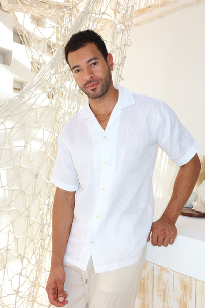 White Cuban Linen Shirt
