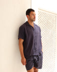 Navy Tencel Relaxed Shorts