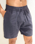 Navy Tencel Relaxed Shorts