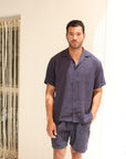 Navy Tencel Cuban Shirt