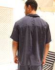 Navy Tencel Cuban Shirt