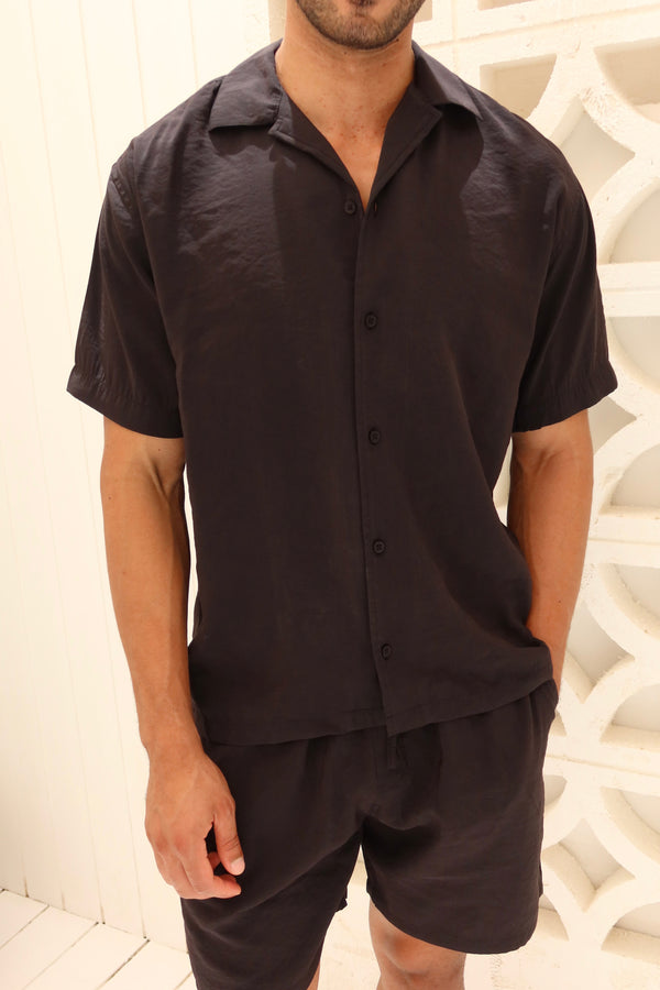 Black Tencel Relaxed Shorts