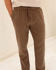 Khaki Cotton Slub Pants