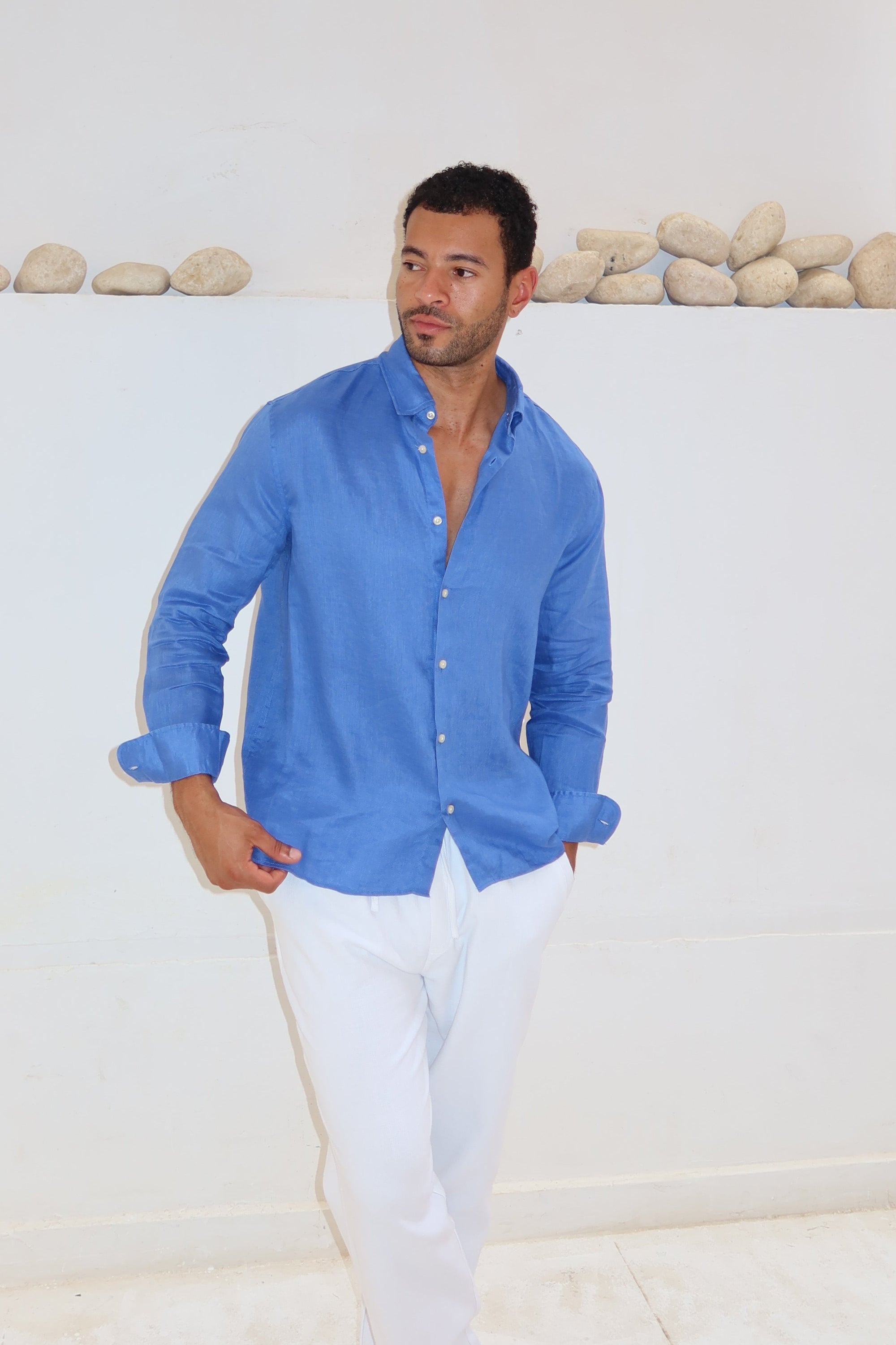 Caeser Blue Linen Shirt