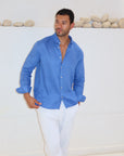 Caeser Blue Linen Shirt