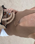 Women's Sand Knit Flower Top