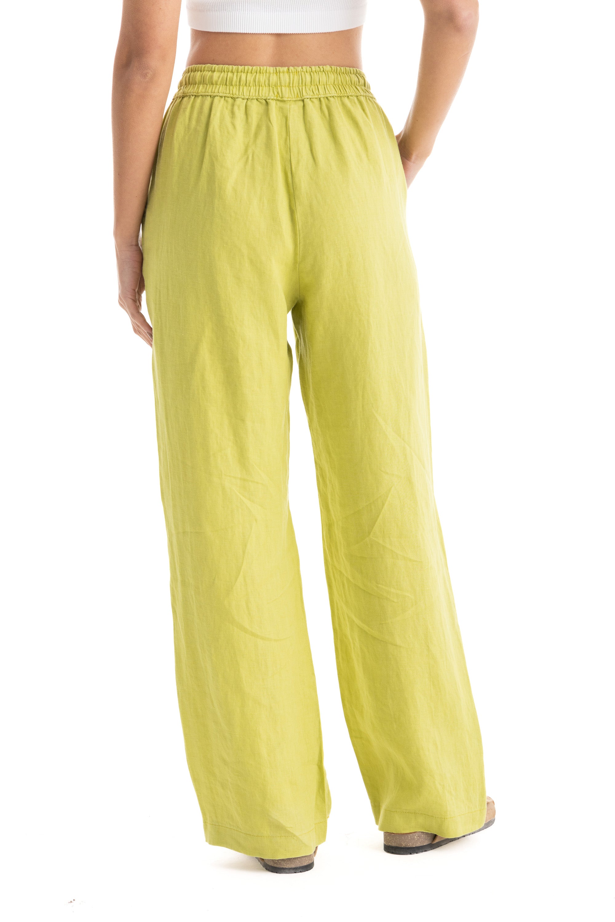 Womens Lime Linen Pants