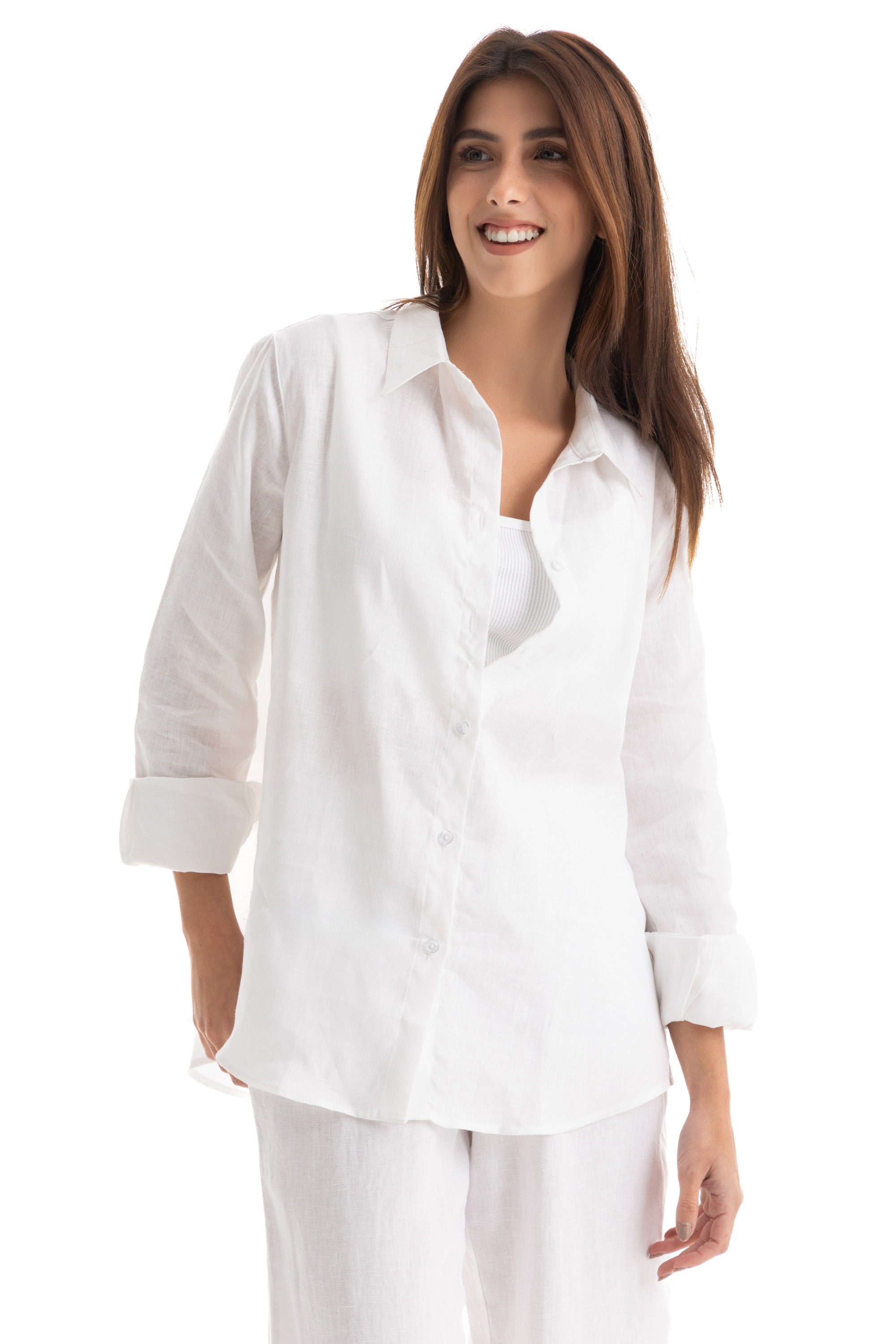 Women&#39;s White Linen Shirt