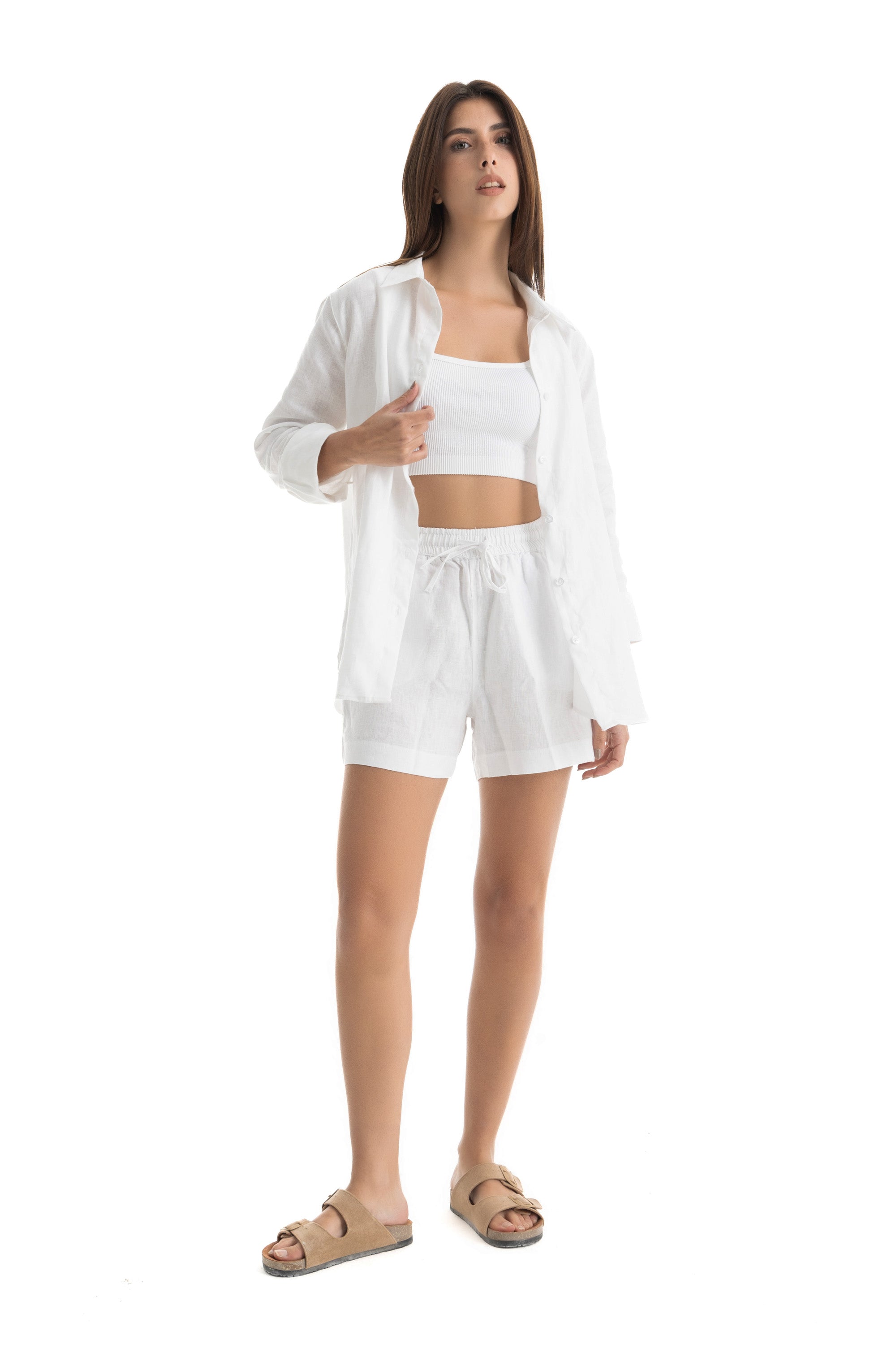 Women&#39;s White Linen Shirt