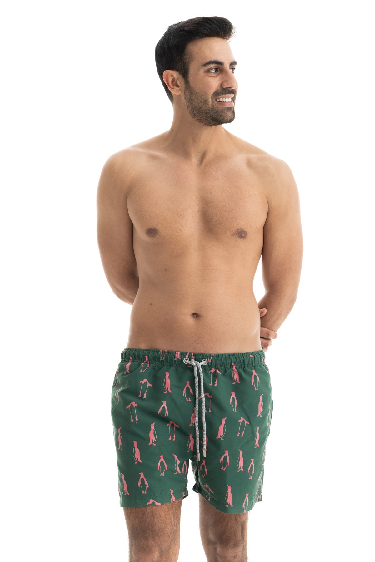 Olive Penguins Swim Shorts